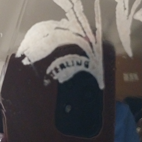 Vtg Black Amethyst Glass Lidded Jar With Sterling Silver Overlay (LE Smith?) - Picture 11 of 16